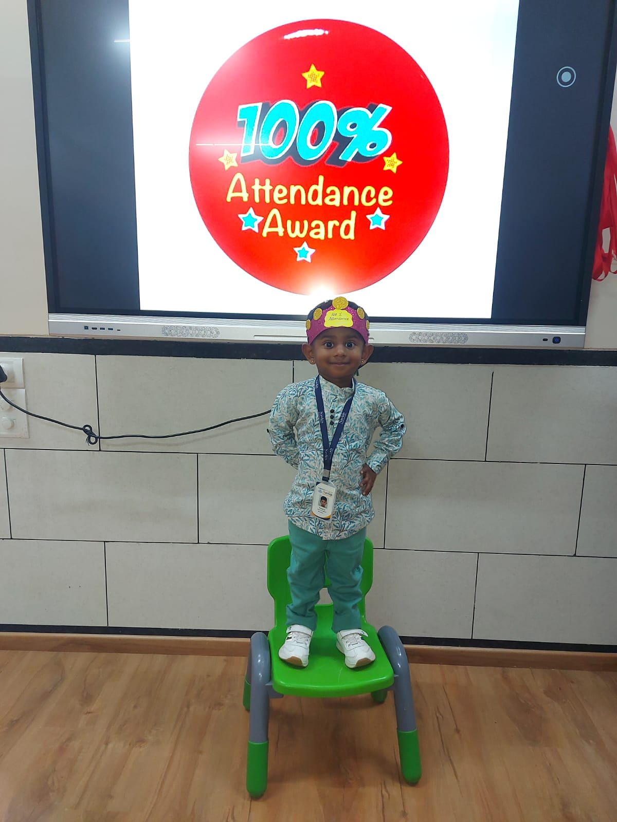 100 percent attendence boy at navkis